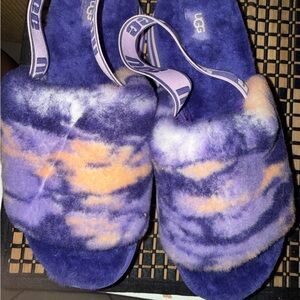 Brand New UGG Purple and Orange Fluffy Slide Sandals